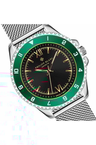 Orologio al quarzo in acciaio - Argentato e verde