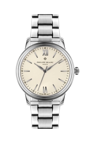 Orologio al quarzo in acciaio  - Argentato ed ecrù