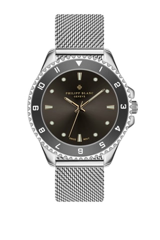 Orologio al quarzo in acciaio Wengen - Argentato e nero