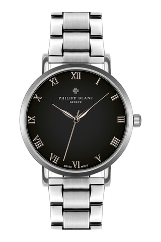 Orologio al quarzo in acciaio  - Argentato e nero