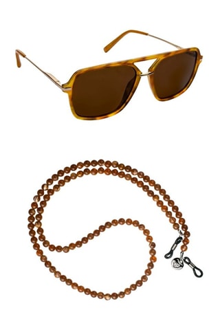Occhiali da sole polarizzati unisex e catenina - Categoria 3 - Marrone