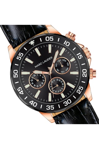 Orologio al quarzo in pelle Milan - Nero e dorato rosa