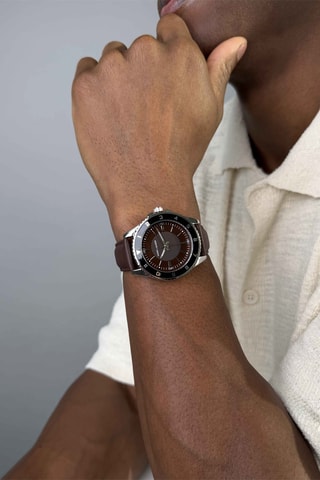 Orologio al quarzo in pelle - Marrone