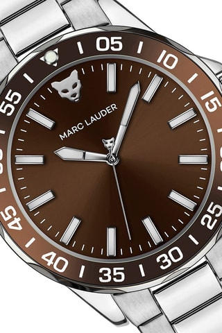 Orologio al quarzo in acciaio Ljublijana - Argentato e marrone