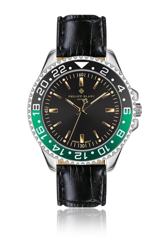 Cofanetto orologio al quarzo placcato Ion argento e diamante e cinturini in pelle Olympe