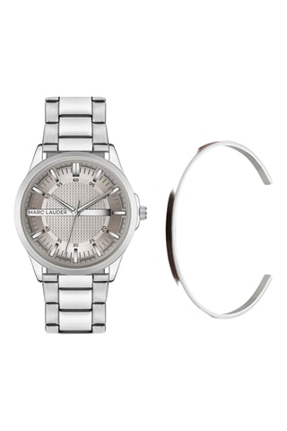 Cofanetto orologio al quarzo e bracciale bangle in acciaio