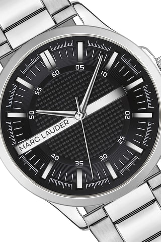 Cofanetto orologio al quarzo in acciaio e bracciale in pelle