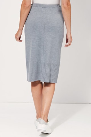 Jupe droite en laine - Gris
