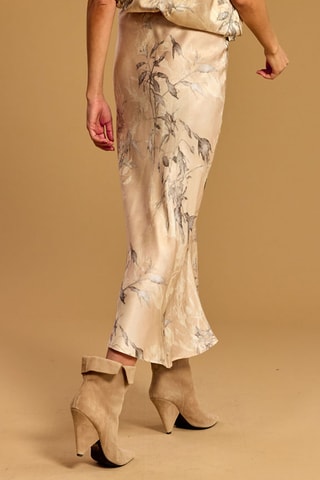 Jupe midi en soie - Beige