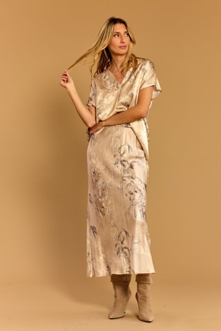 Jupe midi en soie - Beige