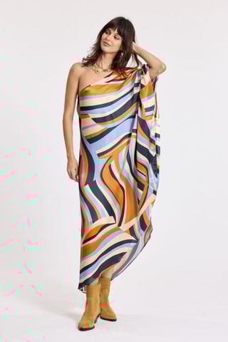 Robe longue en soie - Bleu