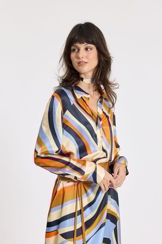 Robe longue en soie - Bleu