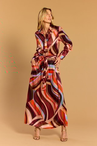 Robe longue en soie - Corail