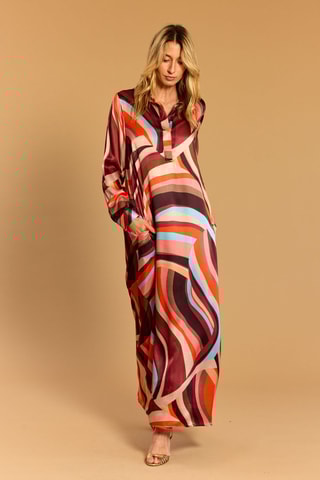 Robe longue en soie - Corail