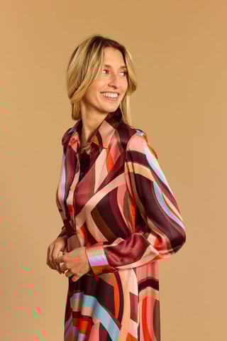 Robe longue en soie - Corail