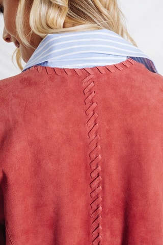 Veste en cuir d’agneau nubuck - Orange foncé