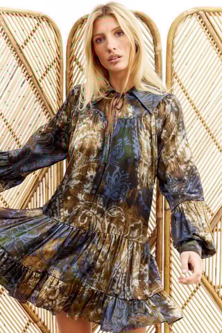 Robe trapèze en soie - Doré