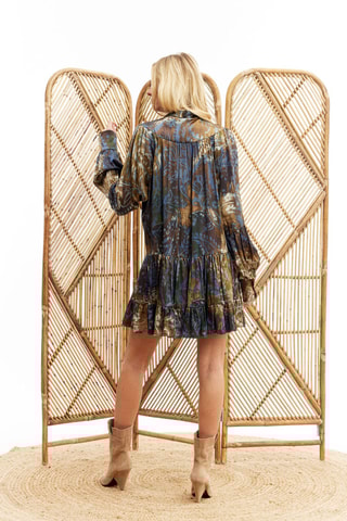 Robe trapèze en soie - Doré