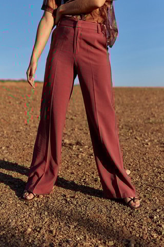 Pantalon talle haute - Rouge foncé