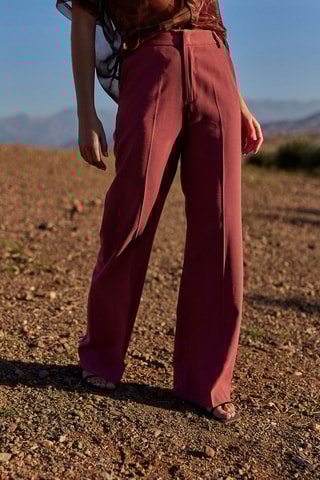 Pantalon talle haute - Rouge foncé