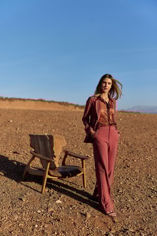 Pantalon talle haute - Rouge foncé