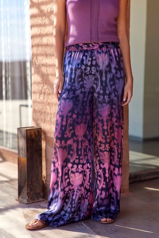 Pantalon en soie taille haute - Violet