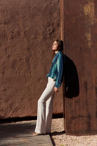 Pantalon taille haute - Écru