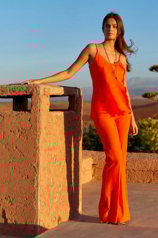 Pantalon taille haute - Orange