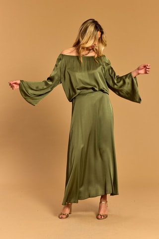 Jupe longue taille haute - Vert