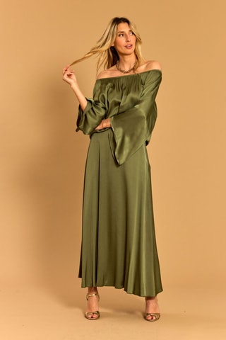 Jupe longue taille haute - Vert