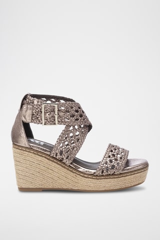 Sandalen met Sleehak - Zilverkleurig