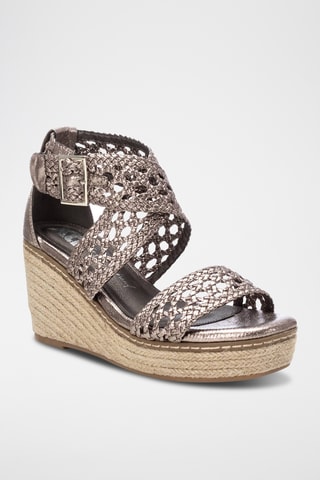 Sandalen met Sleehak - Zilverkleurig