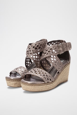 Sandalen met Sleehak - Zilverkleurig