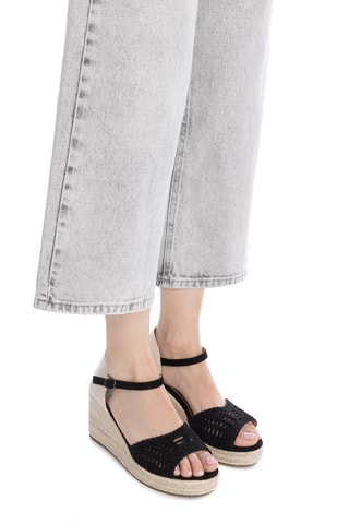 Sandalen met Sleehak - Zwart