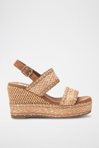 Sandalen met Sleehak - Taupe