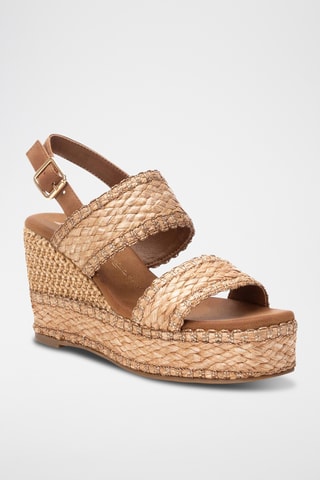 Sandalen met Sleehak - Taupe