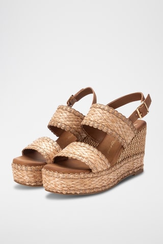Sandalen met Sleehak - Taupe