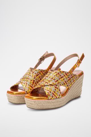 Sandalen met Sleehak - Oranje en Rood