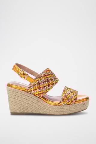 Sandalen met Sleehak - Oranje en Rood