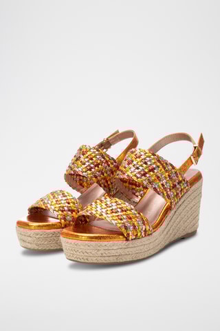 Sandalen met Sleehak - Oranje en Rood