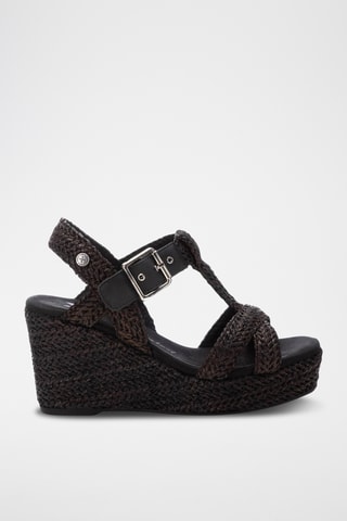 Sandalen met Sleehak - Zwart