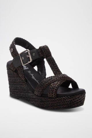 Sandalen met Sleehak - Zwart