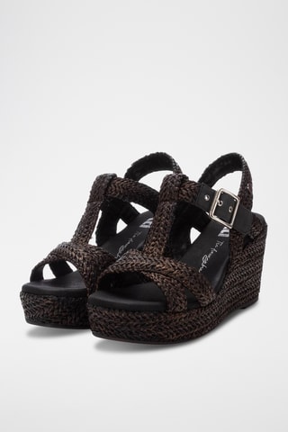Sandalen met Sleehak - Zwart