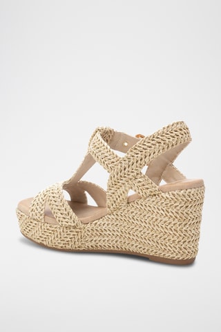 Sandalen met Sleehak - Beige