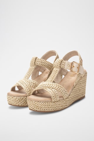 Sandalen met Sleehak - Beige