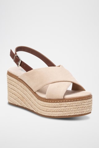 Sandalen met Sleehak - Beige