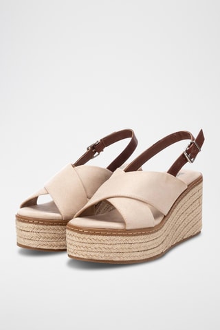 Sandalen met Sleehak - Beige