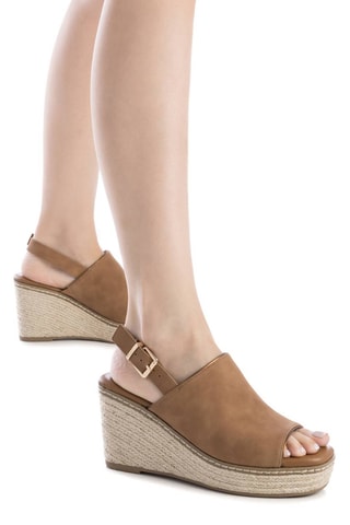 Sandalen met Sleehak - Camel