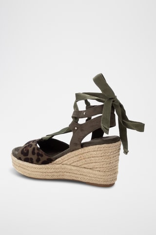 Sandalen met Sleehak - Kaki