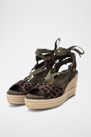 Sandalen met Sleehak - Kaki